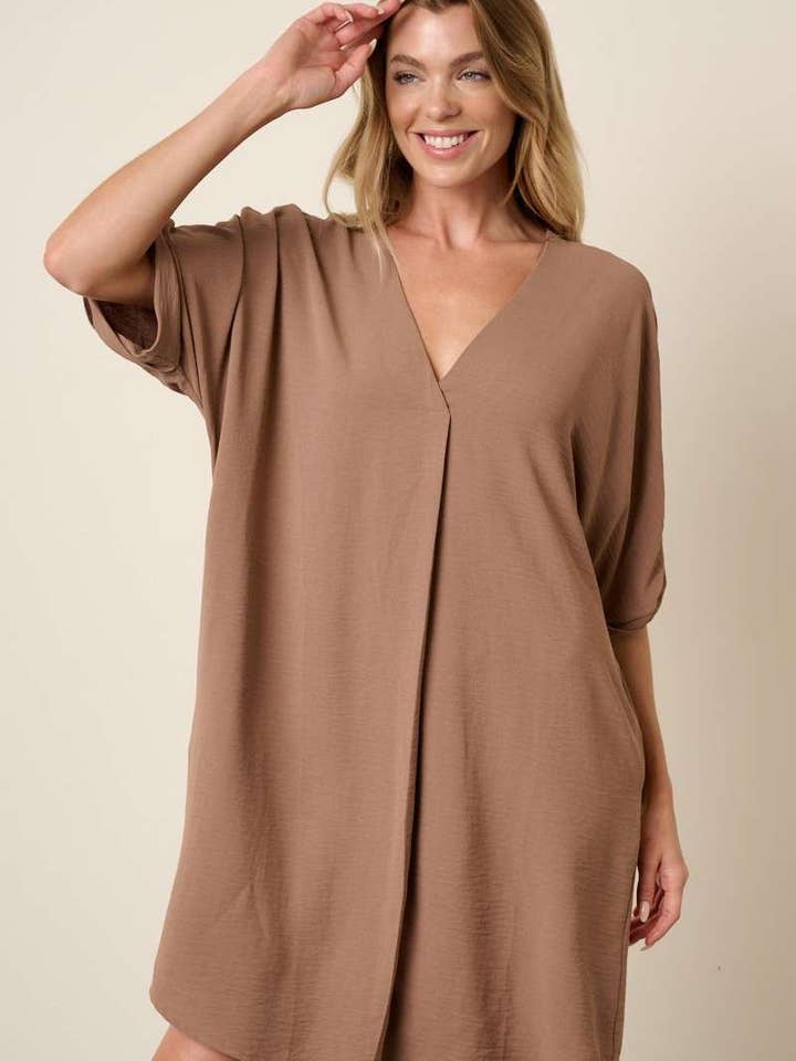 H42983-AIRFLOW DOLMAN SLEEVE SHIFT DRESS for wholesale by mittoshop