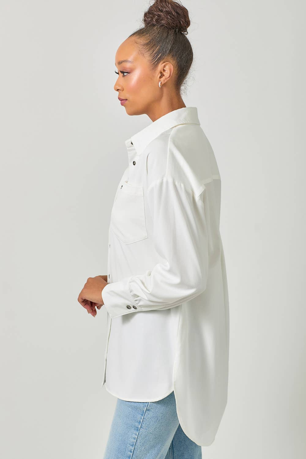 Mystree - Wholesale Button Down Shirt - Women's - 60937 Tencel Oversized Button Up Shirt17