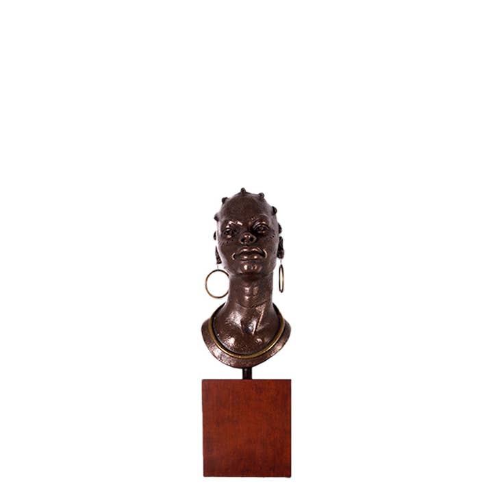 Bronze African Female Head on Base Statue for wholesale by LM Treasures