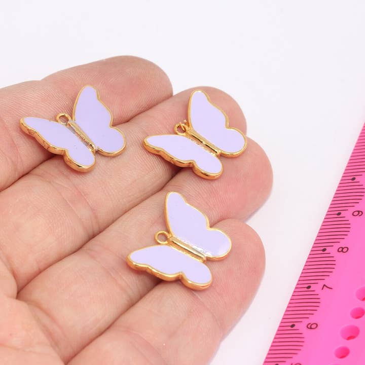 24k Glänsande Guld Fjärilsberlocker, Fjärilshänge, MLS232 för wholesale av QueenJewelryM