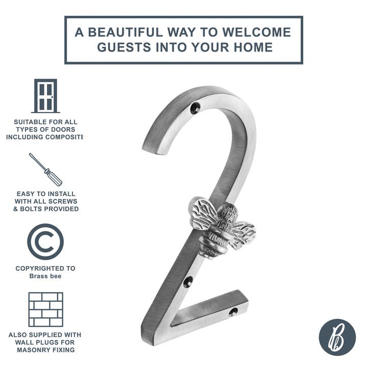 Brass bee - Vendita all'ingrosso Manopola/pomello - Numeri civici Brass bee in ottone finitura peltro con ape, altezza 13 cm5