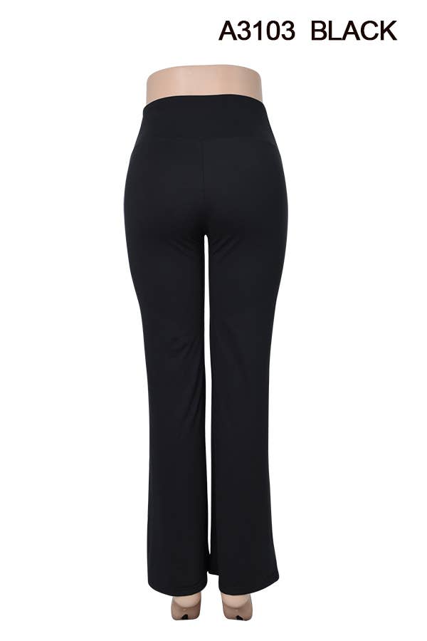 SSImport - Wholesale Pants - Women's - A3103 BLACK FLAT PANTS STRETCH MIXED SIZES 12PCS/PACK1