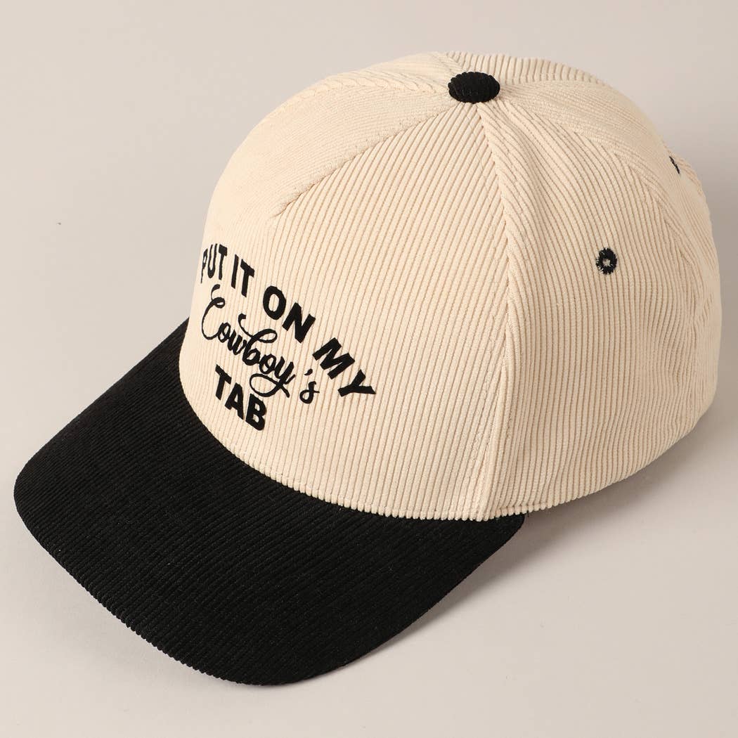 Fashion City – wholesale Baseballkeps - Unisex – Sätt den på min cowboy's Tab tvåfärgad corduroy-keps10