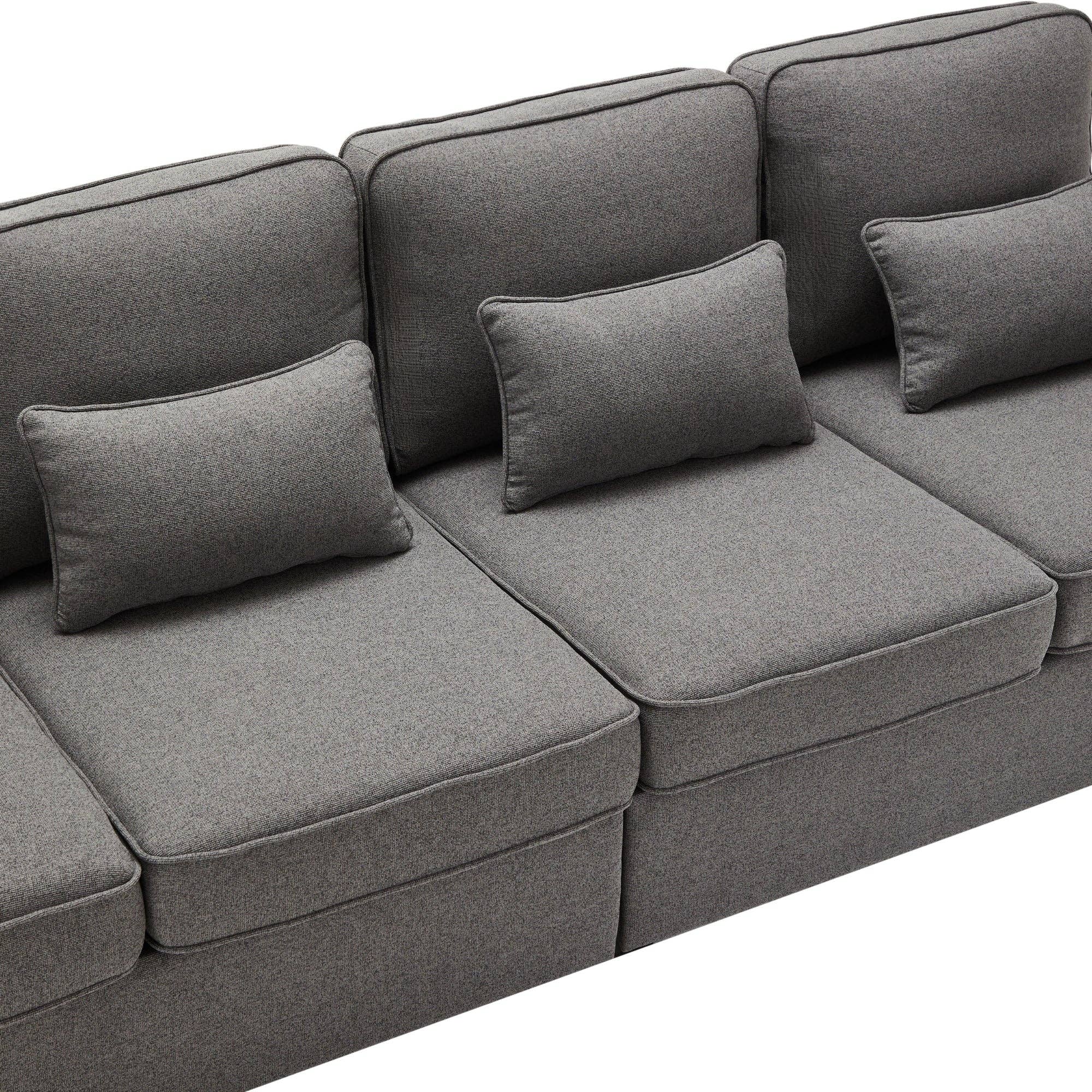 Urban Meuble - Wholesale Sofa - 4-seater sofa with gray linen armrests and 4 cushions 264*83*87cm YASITH11