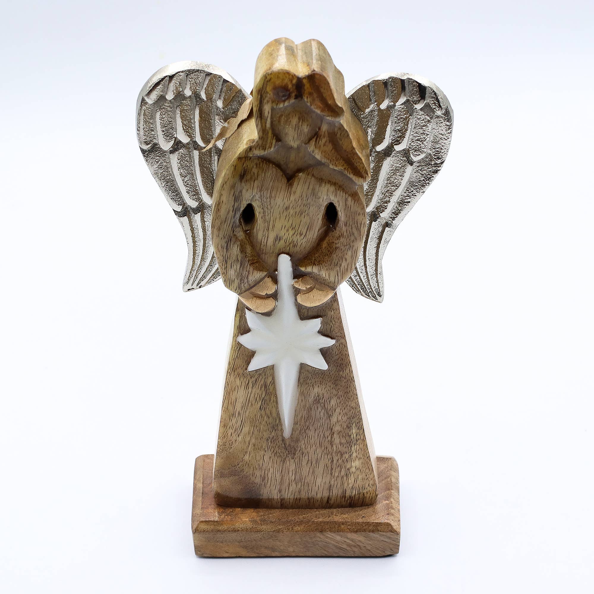Ancient Wisdom – wholesale Decorative figurine – Mango Wood Angel Metal Wings & Enamel Detail - Large 30cm1
