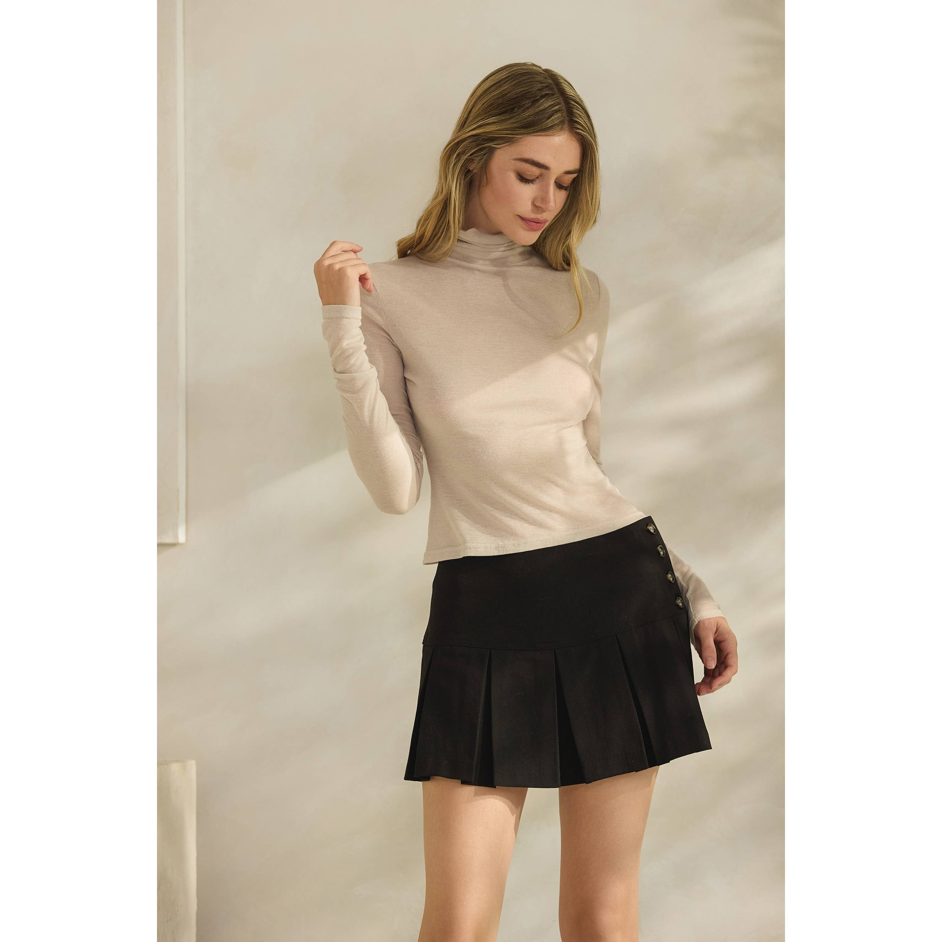 Honey Mango - Wholesale Blouse - Women's - Long sleeve sheer turtleneck top8