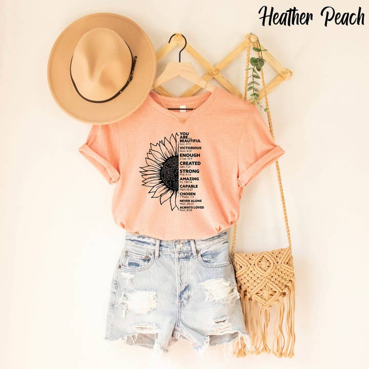 Hemdje met zonnebloem, christelijk, inspirerend, dames voor wholesale door The Wick & Burn