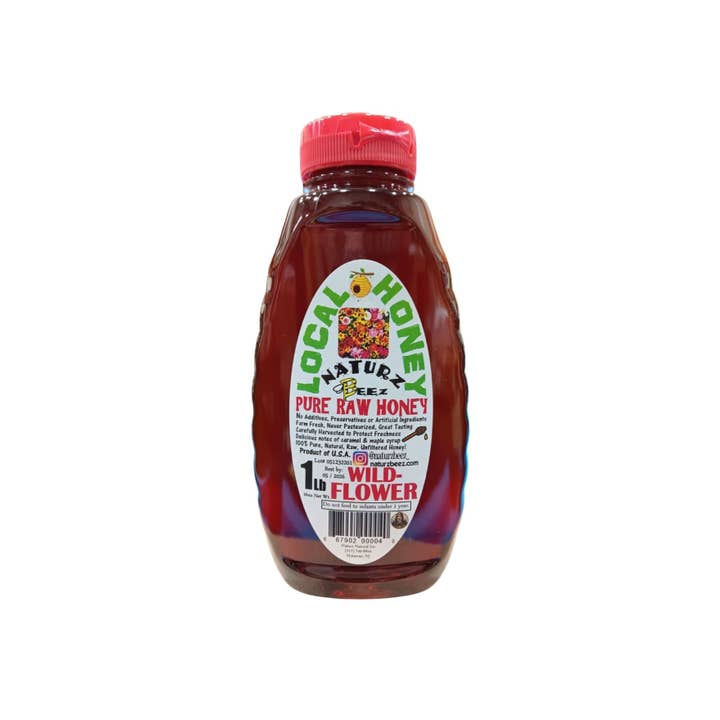Naturz Beez - Wholesale Honey - RAW HONEY WILDFLOWER 1LB 454g Squeeze Bottle 100% PURE USA6
