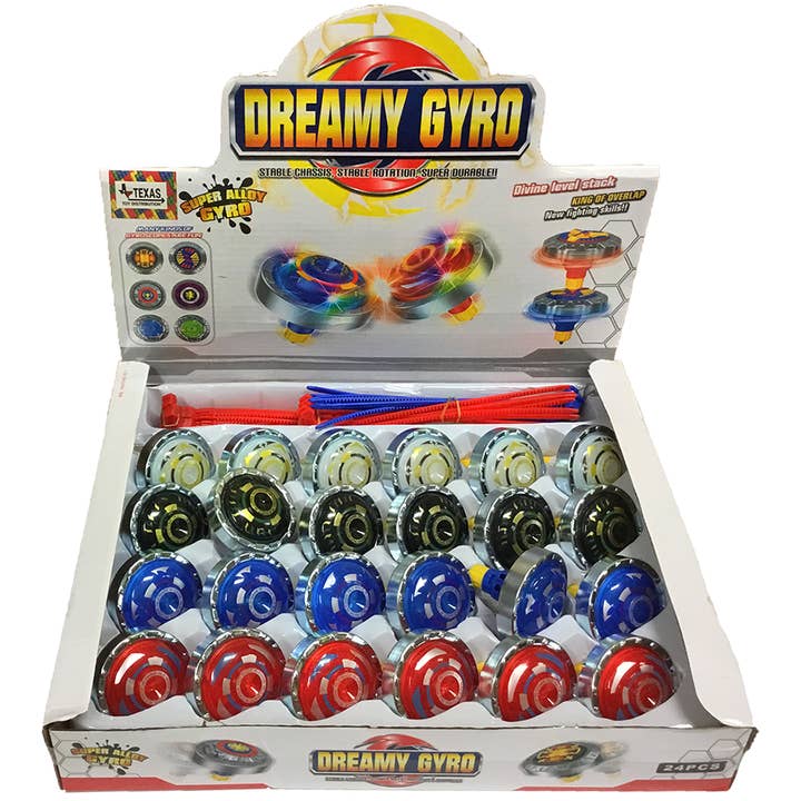 Light-Up Spinning Tops Gyroscopic Toy Display of 24 for wholesale by Texas Toy Distribution