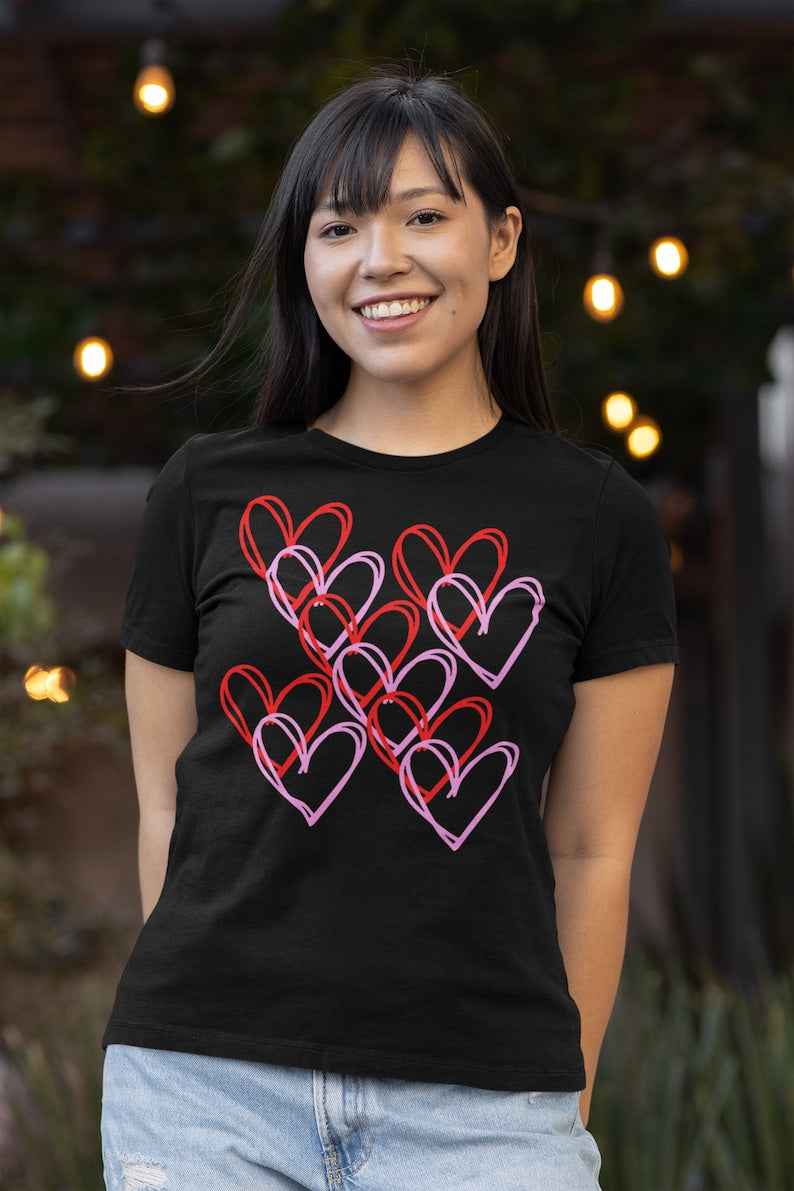 Pride Majic - Wholesale Screen Printed T-Shirt - Women's - Hearts Dancing Valentine’s Day T-Shirt – Love Is Love Tee2