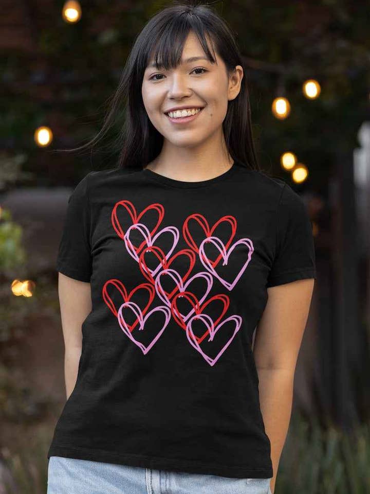 Pride Majic - Wholesale Screen Printed T-Shirt - Women's - Hearts Dancing Valentine’s Day T-Shirt – Love Is Love Tee2