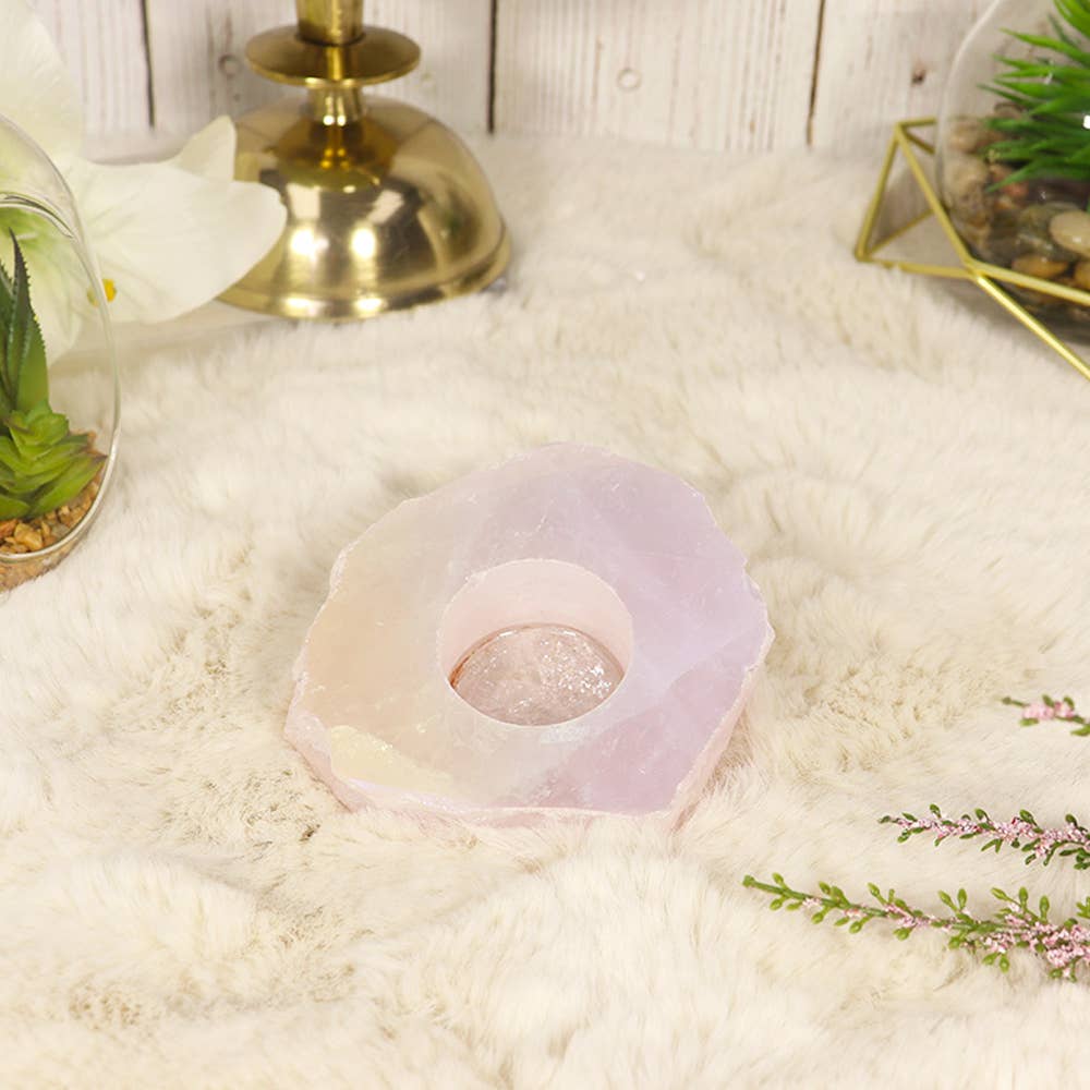 Natures Artifacts Inc - Wholesale Candle Holder - Angel Aura Rose Quartz Candle Holder2