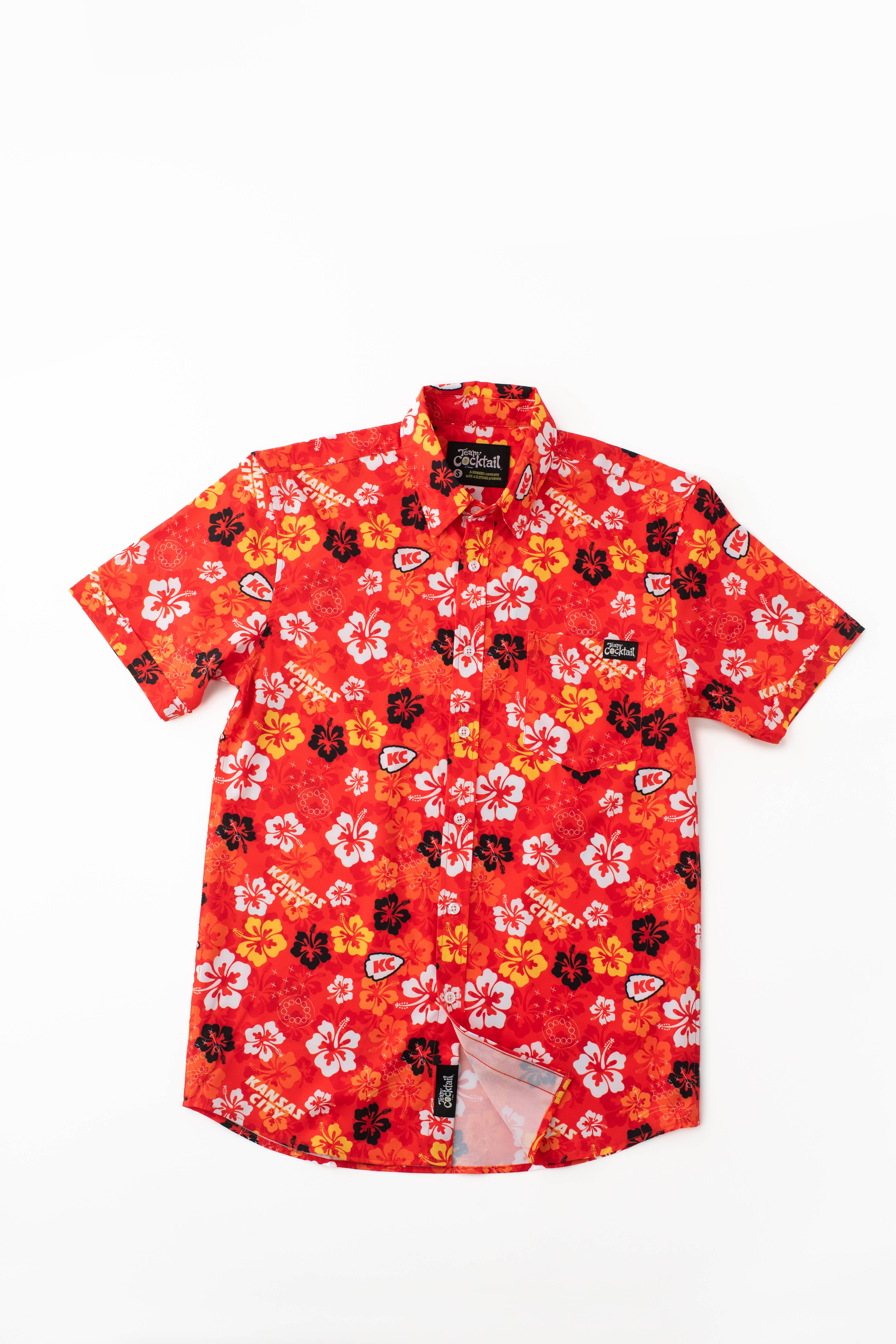 Team Cocktail - Wholesale Button Down Shirt - Unisex - Tropical Kansas City Football Unisex Button Up
