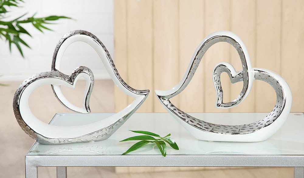 Gilde Handwerk Macrander GmbH & Co. KG - Wholesale Decorative Tabletop Object - Ceramic heart in the heart “Scolare” VE 4 so1