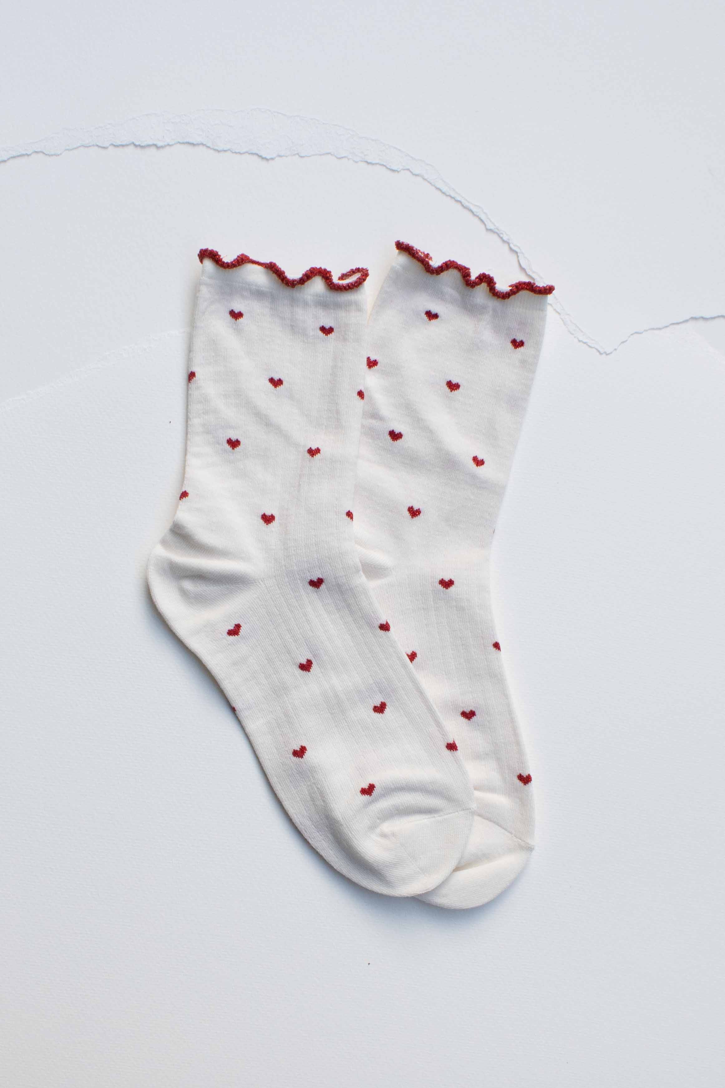 Tiepology - Wholesale Socks - Women's - Mini Heart Ruffle Cotton Blend Socks12