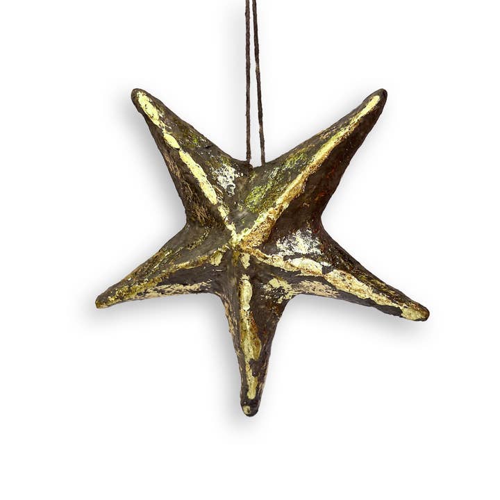 Stone Paper Mache Star Ornaments for wholesale by French Graffiti