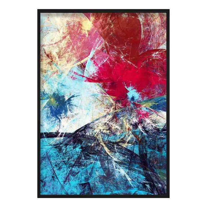 Póster 3 óleos abstractos de color azul brillante y rosa para venta al por mayor de Artze Wall Art
