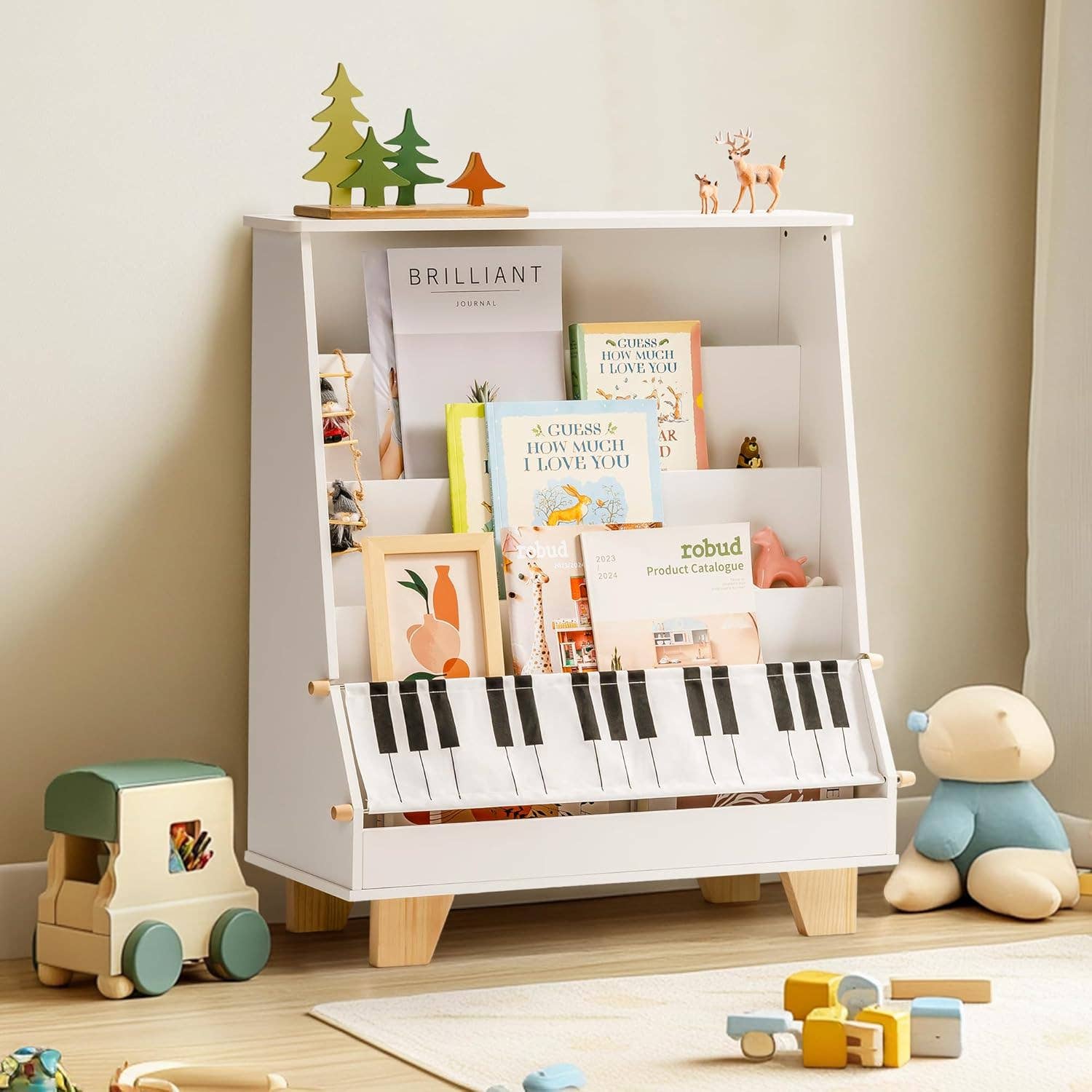 Robud & Mewoofun Official Store - Wholesale Bookcase - ROBOTIME 4-Tier Kid Toddler Bookshelf Front and Back Storage3