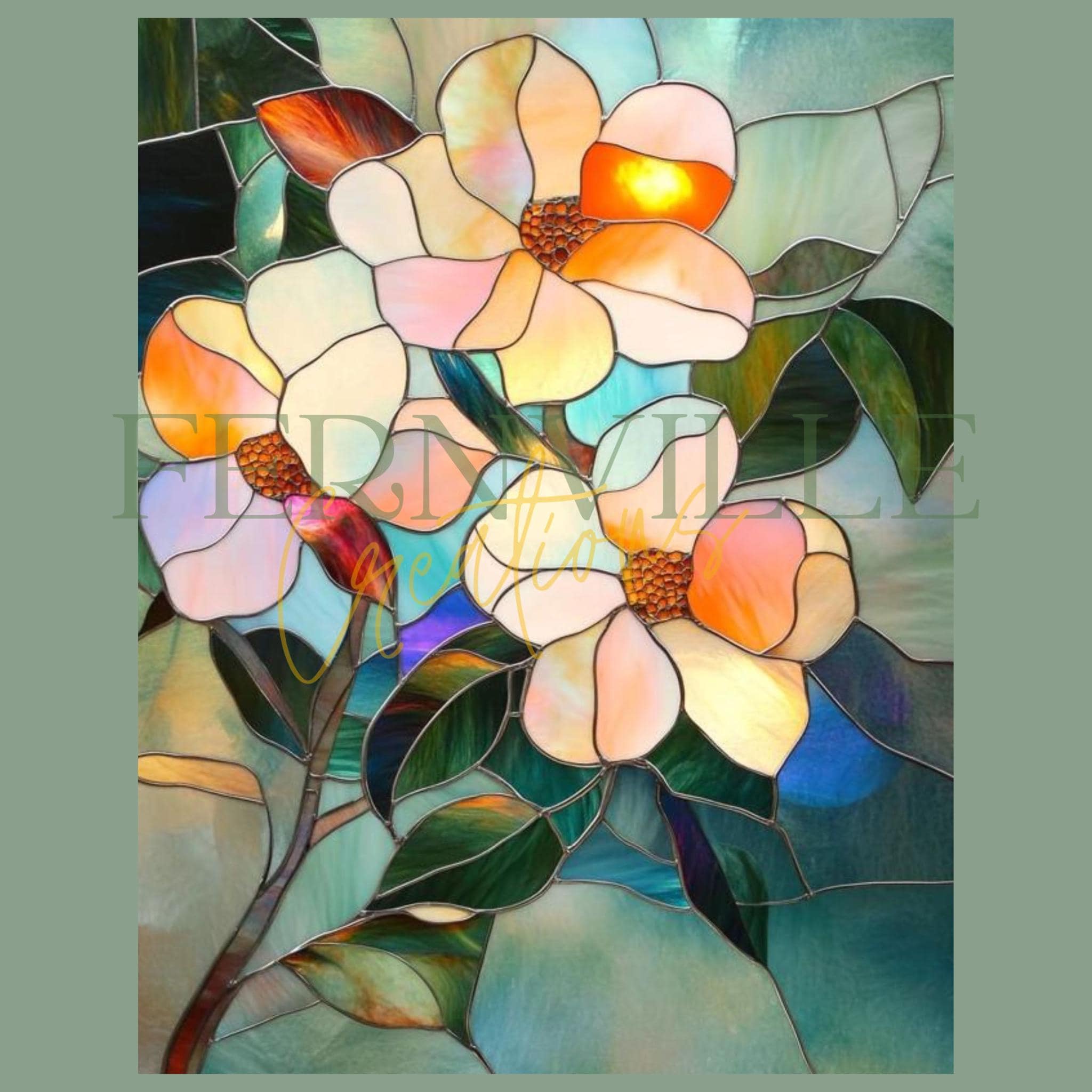 Fernville Creations - Wholesale Cutting Board - Imitation Stained Glass Flower Charcuterie Serving Tray2