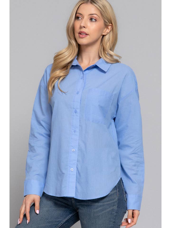 Active Basic | Active USA - Wholesale Button Down Shirt - Women's - Long Sleeve Woven Shirt3