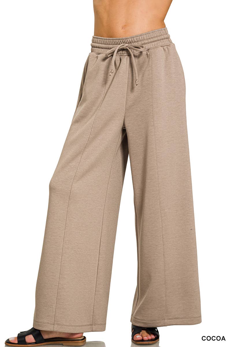 42POPS - Wholesale Pants - Women's - .....1024 Scuba Drawstring Wide Leg Pants w/  Pockets SI-289758
