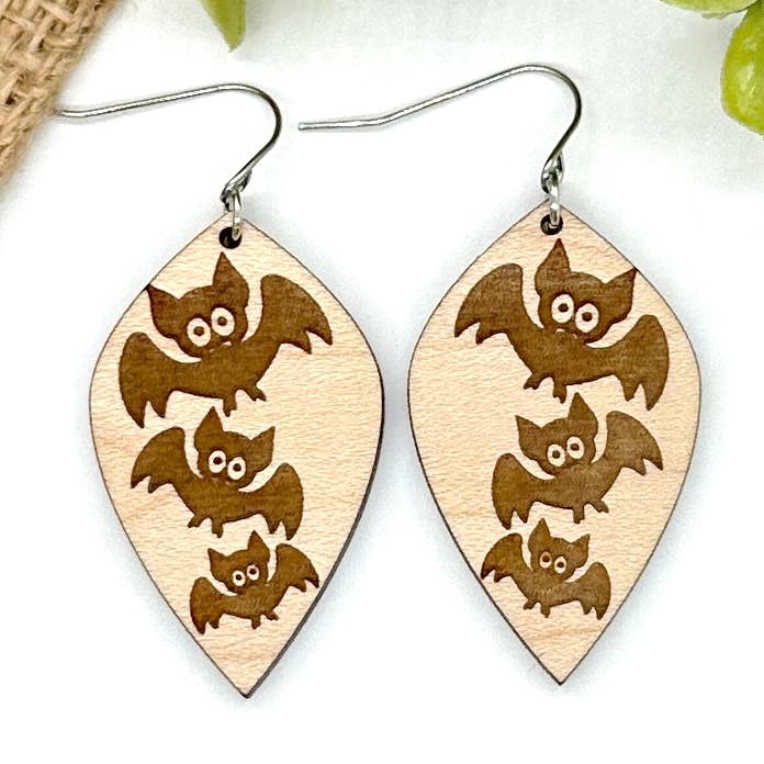 Wide Eyed Bats Maple Wood Drops for wholesale by Holly and Liz