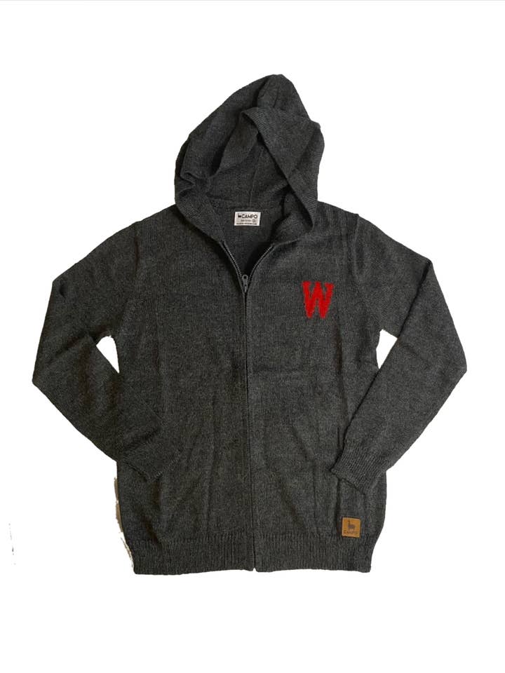 Wisconsin Alpaca Zip-Up Hoodie - Dark Gray for wholesale by Campo Alpaca
