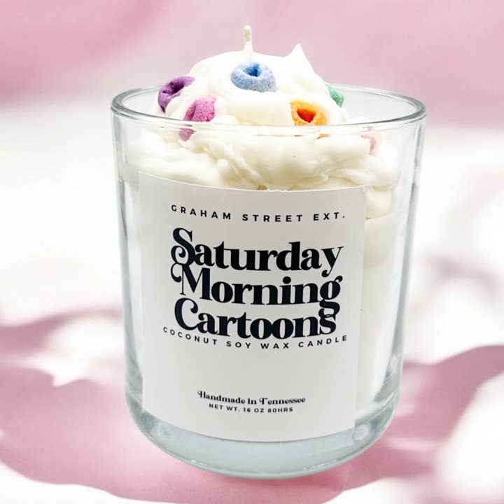 Saturday Morning Cartoons Dessert Candle for wholesale by Graham Street Ext.