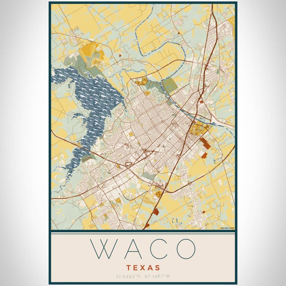 JACE.design - Wholesale Art Print - Waco TX Map Print Woodblock2