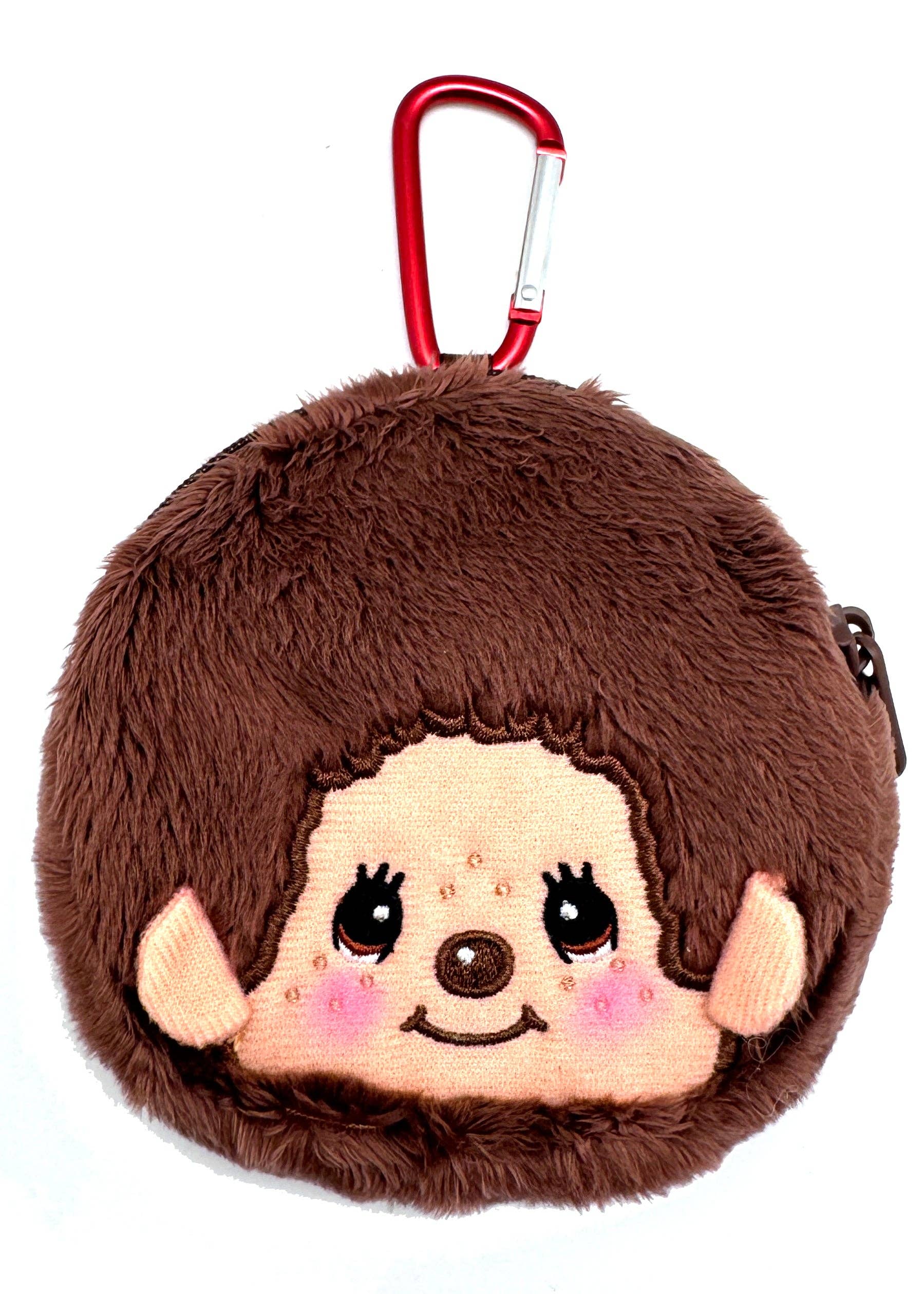 LASR - Wholesale Coin Purse - Women's - Monchhichi-Kun Face Plush Carabiner Coin Pouch0