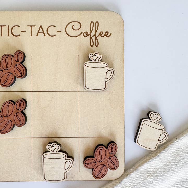 Birch House Games & Gifts - Wholesale Board Game - Mini Coffee Tic-Tac-Toe Game - Coffee Shop Game