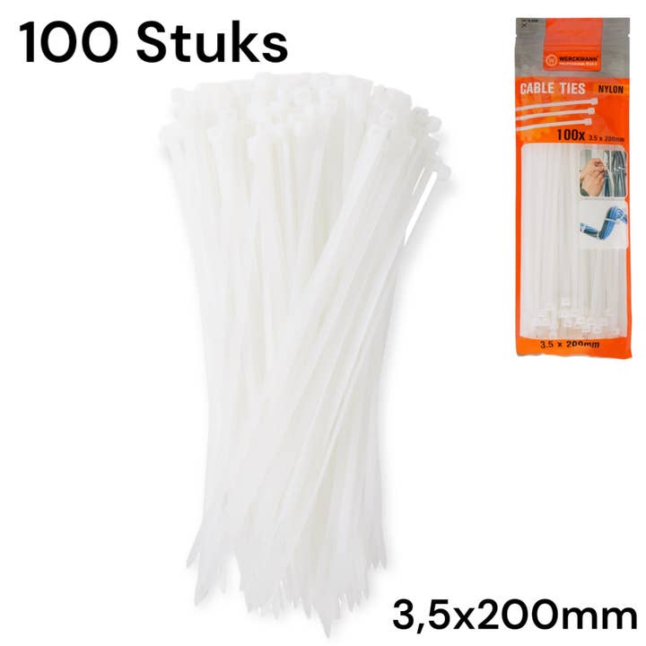 Kinky Pleasure - Wholesale Cord holder - Timmy Toys - VD037 - Wreckman Cable Binders - White - 3.5x200mm - 100 pack - 1 Piece1