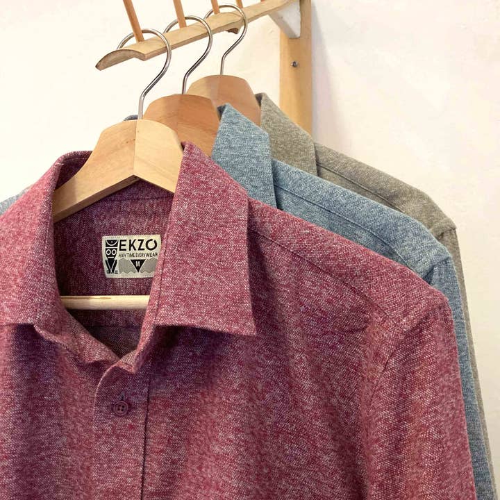 Camisa Flanela Heather Redwood por atacado de EKZO