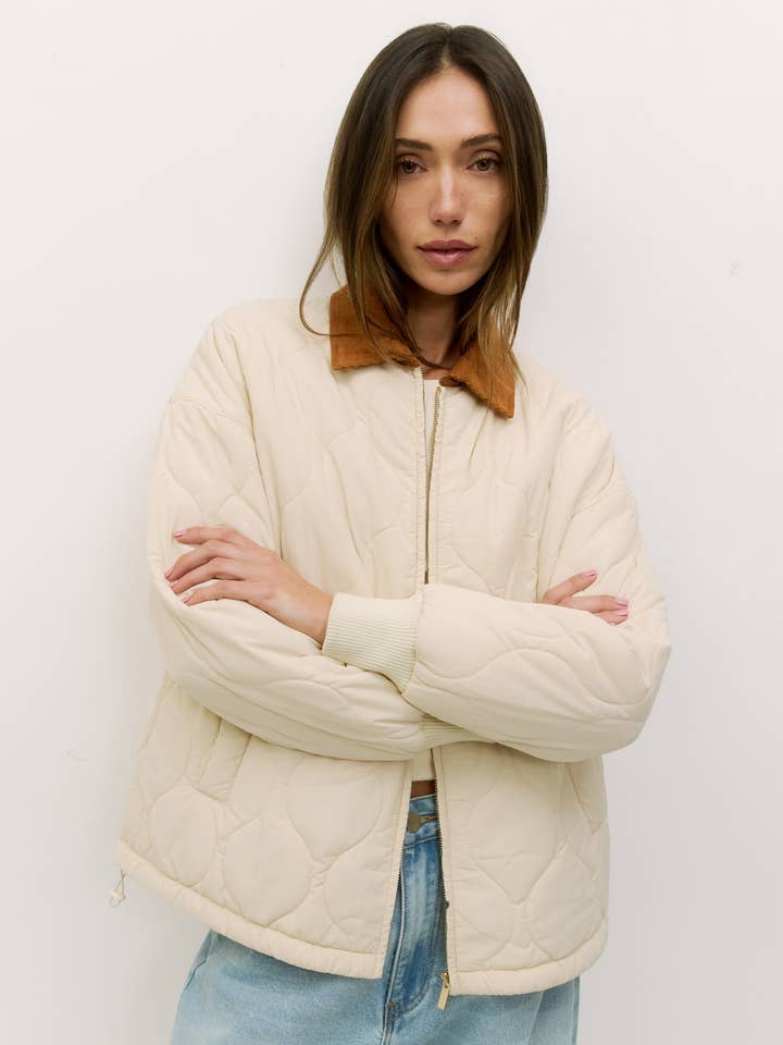 CREAM The Annie Jacket | Puffer Barn Jacket with Contrast Collar for wholesale on Faire5