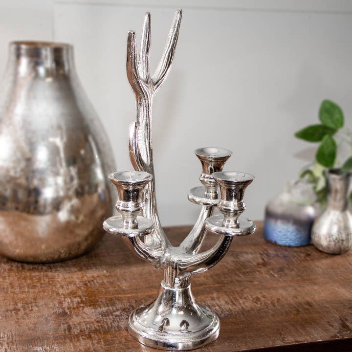 Kerzenhalter. 3Er. Geweih. Dekoration. Chabby Chic | für den Großhandel von Antikas