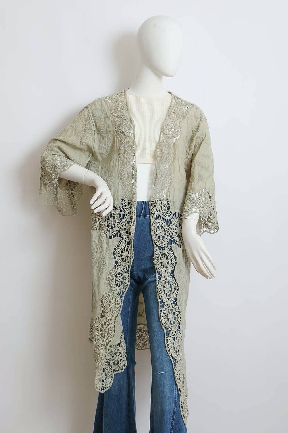 Leto Accessories - Wholesale Kimono - Women's - Crochet Open Patch Longline Kimono5