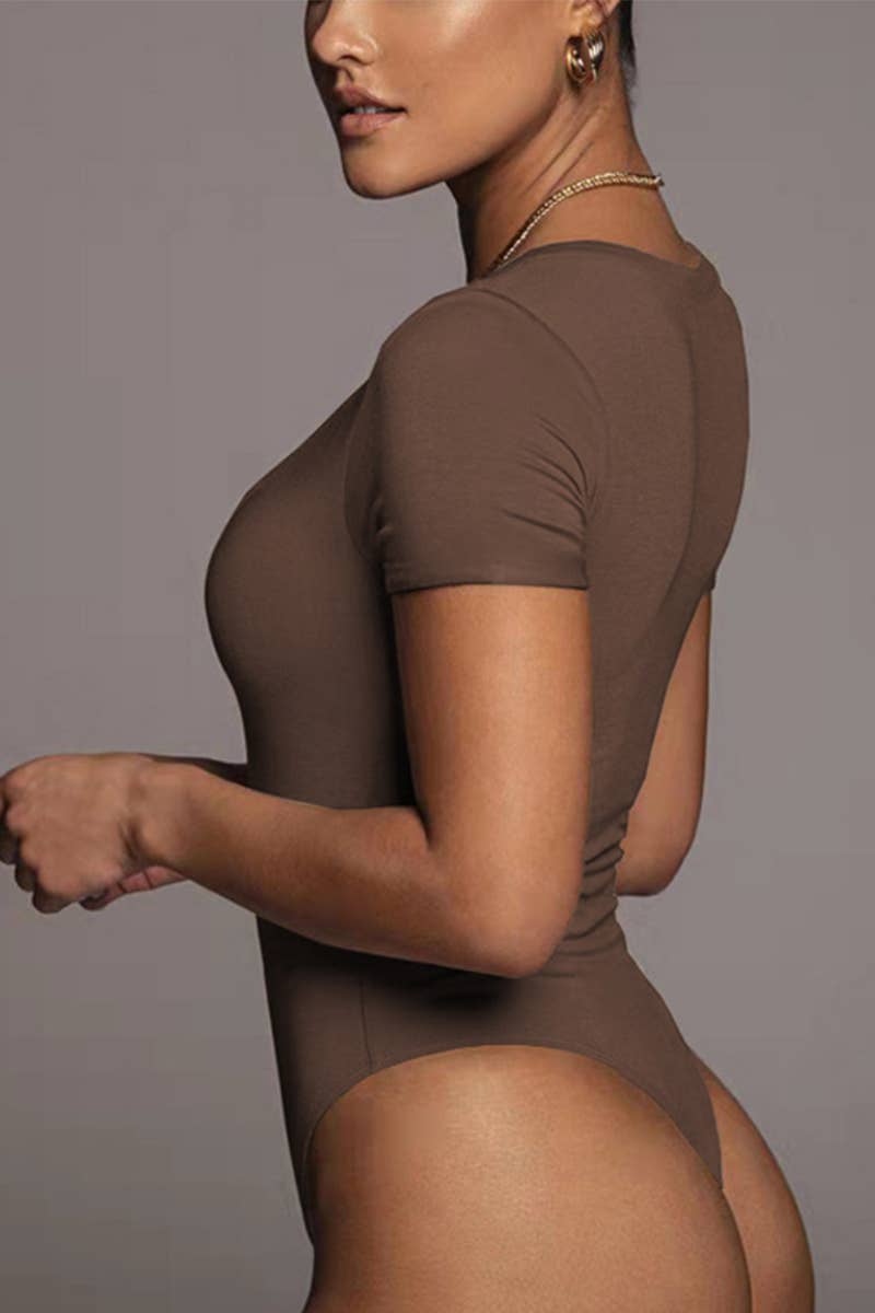 Lily Clothing - Wholesale Bodysuit - Women's - WOMEN SHORT SLEEVE DEEP U NECK BODYSUIT_CWSBS00463