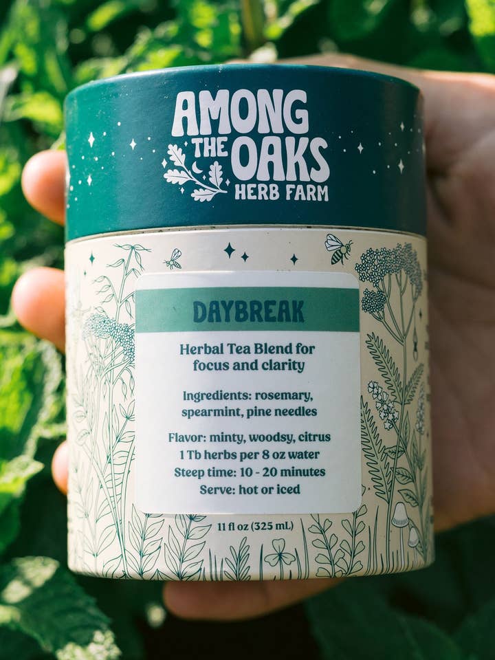 Daybreak - Farm Fresh Herbal Tea for wholesale by Among the Oaks Herb Farm
