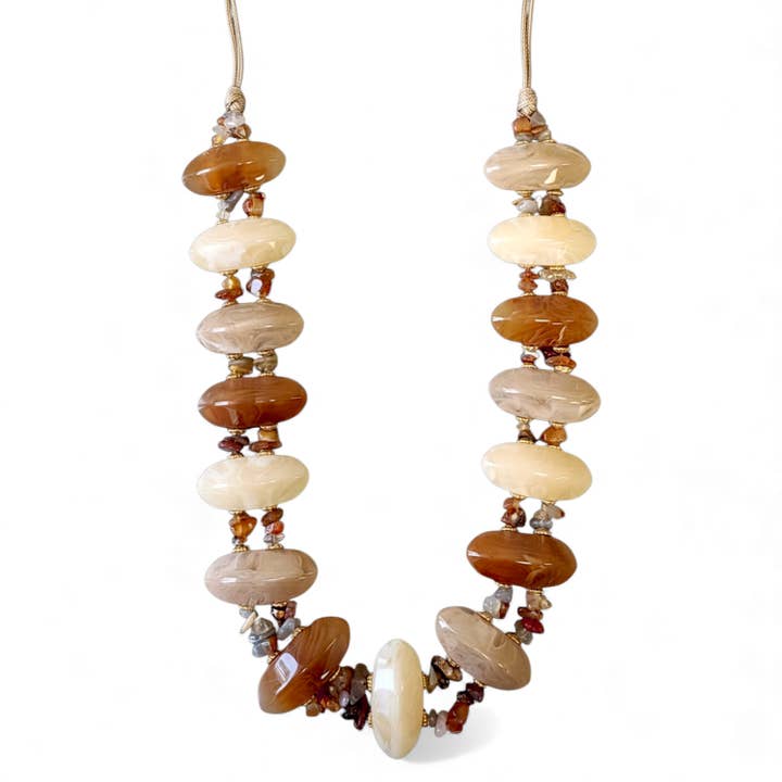 Chunky Boho Beaded Necklace | Handmade Statement Jewelry for wholesale by Bijoux Envie Statement Jewelry