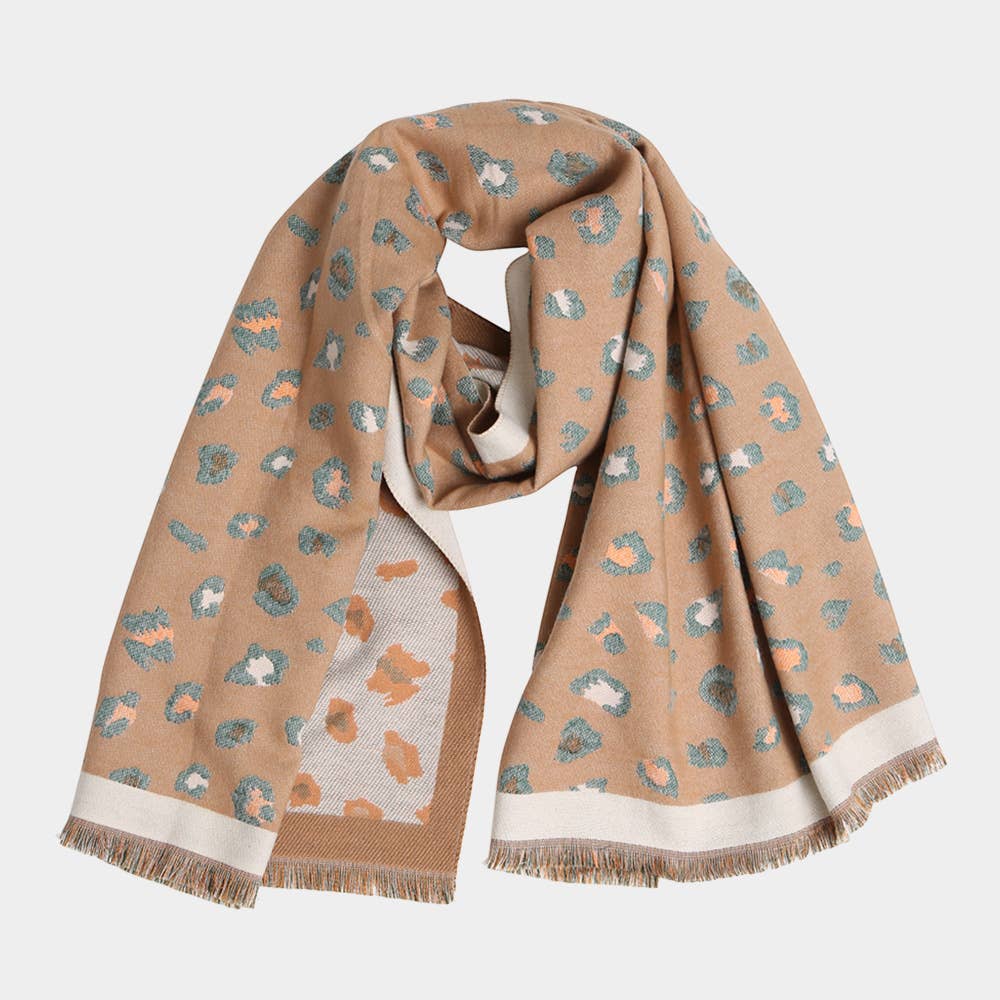 Sensibling Corp. – wholesale Scarf – Women's – Leopard Pattern Fringe Oblong Scarf2