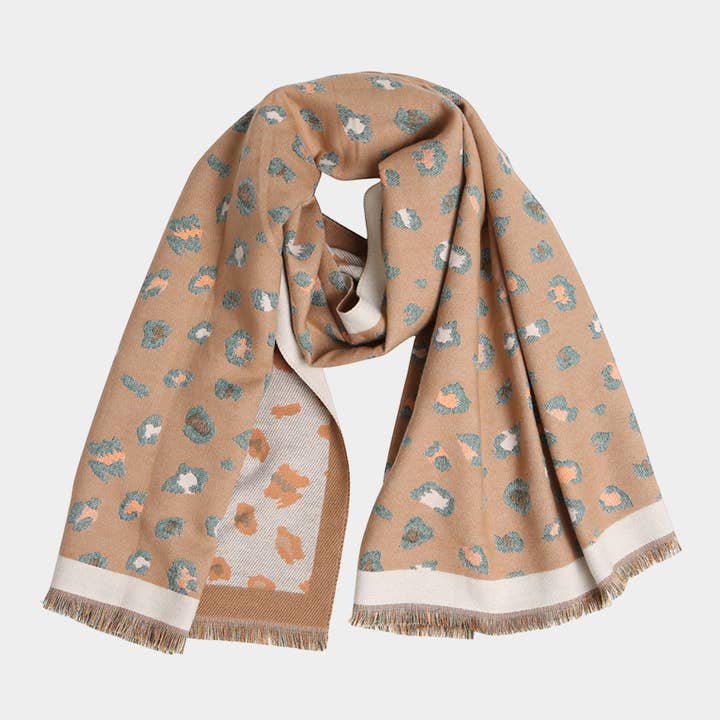 Sensibling Corp. - Wholesale Scarf - Women's - Leopard Pattern Fringe Oblong Scarf1