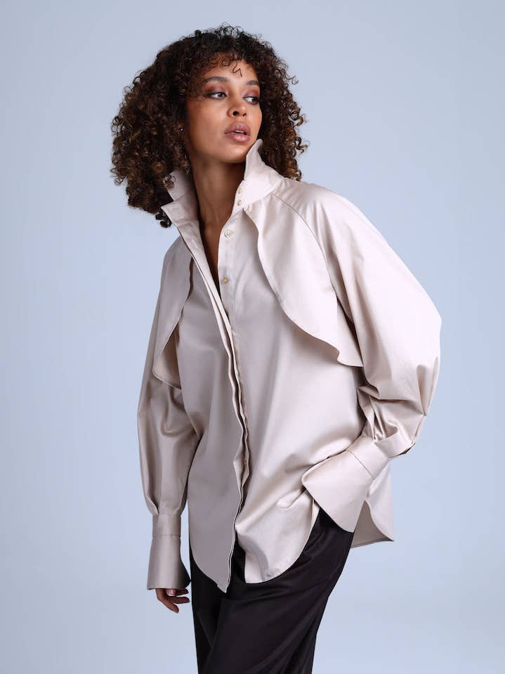 Diva Business Style Beige Organic Cotton Shirt for wholesale by ETNA