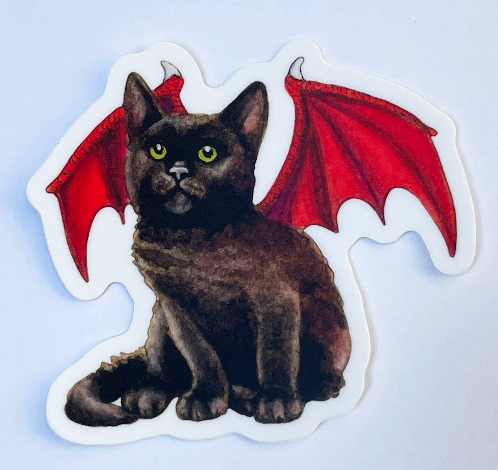 Amy Rose Moore Illustration - Wholesale Sticker - Dragon Kitten Red Wings Vinyl STICKER 2