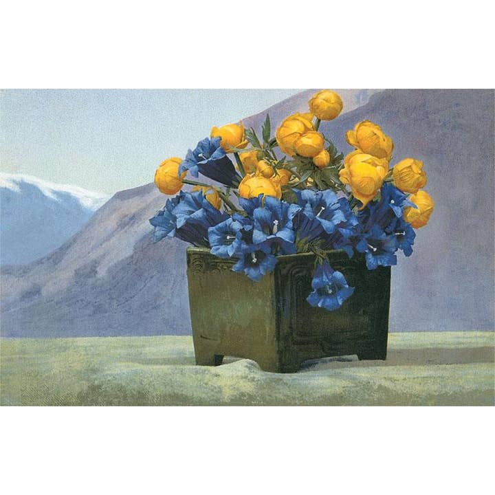 Found Image Press - Wholesale Stationery/Notecard Set - Greeting Card FC-196 Yellow Ranunculus and Bluebells