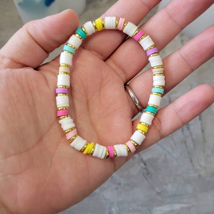 My Magic Place Shop - Wholesale Beaded Bracelet - Polymer Clay & Disc Beads Stretch Bracelets Colorful3