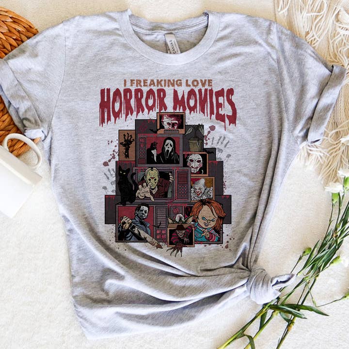 House Of Rodan – Großhandel T-Shirt (Grafikdruck) – Herren – I Freaking Love Horror Movies – Halloween T-Shirt3