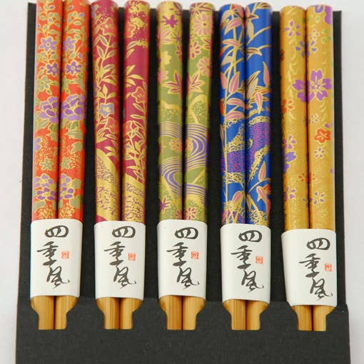 Fuji Merchandise Corporation - Wholesale Chopsticks - 5PR CHOPSTICK SET – JAPANESE KIMONO PATTERN
