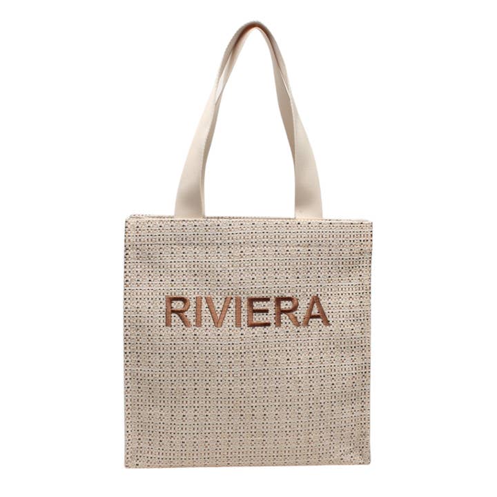 Shopper (totebag), gevlochten stro-effect met goudafwerking, klassiek voor wholesale door BESTINI