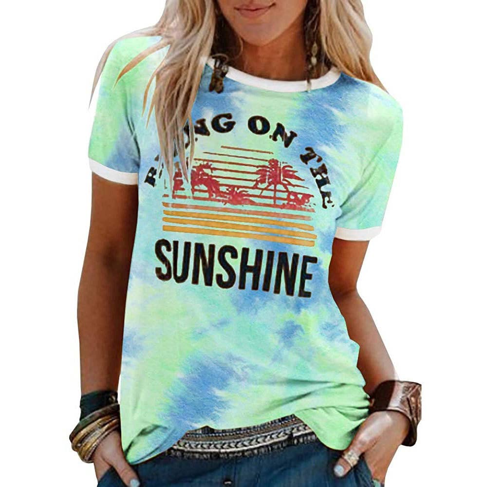 Suzie Q USA – wholesale Screen printed t-shirt – Women′s – Tie dye Sunshine t-shirts4