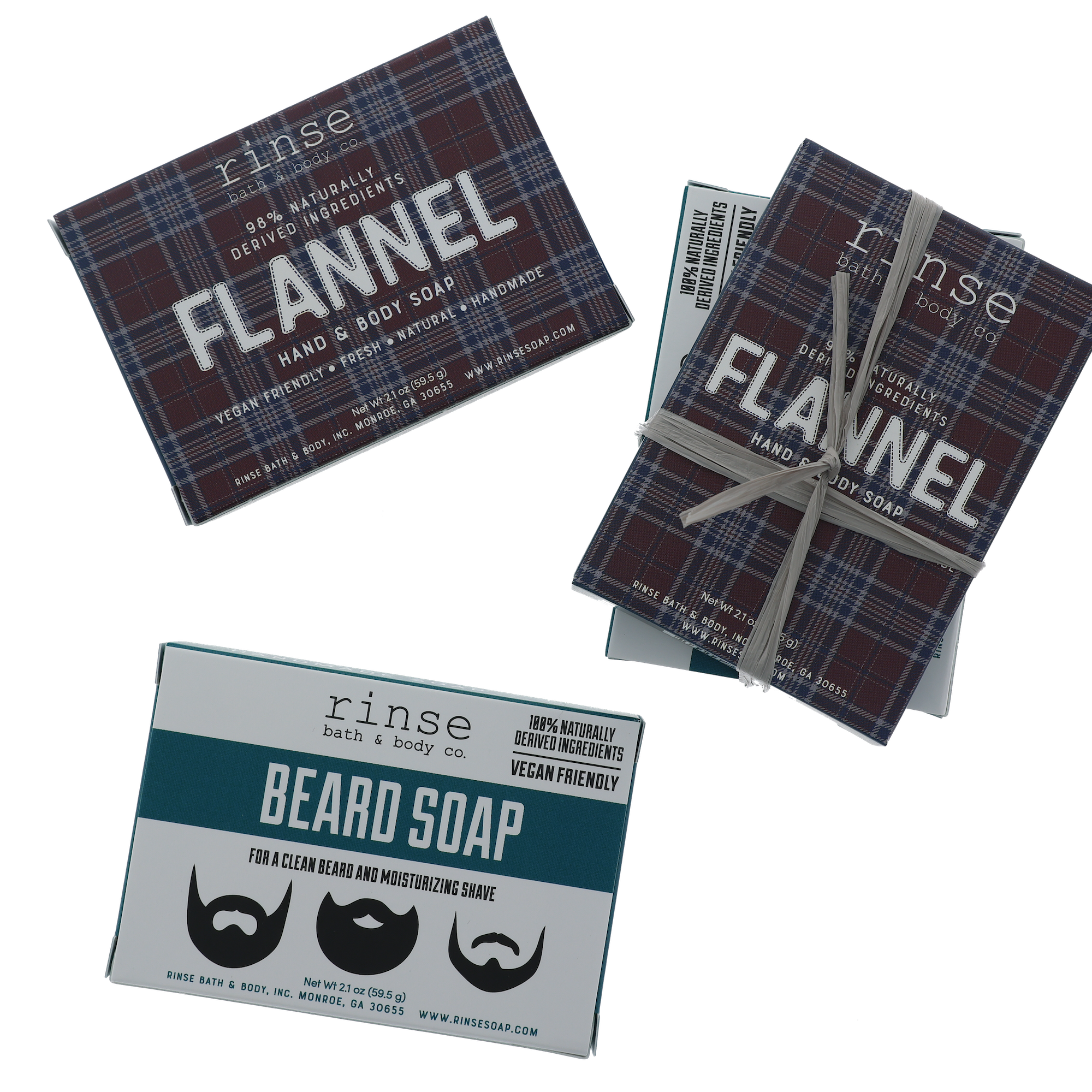 Rinse Bath Body Inc – wholesale Tvål – Mini Tvåltvål 2-pack - Skäggtvål & Flanell | Herrtvål Gåva0